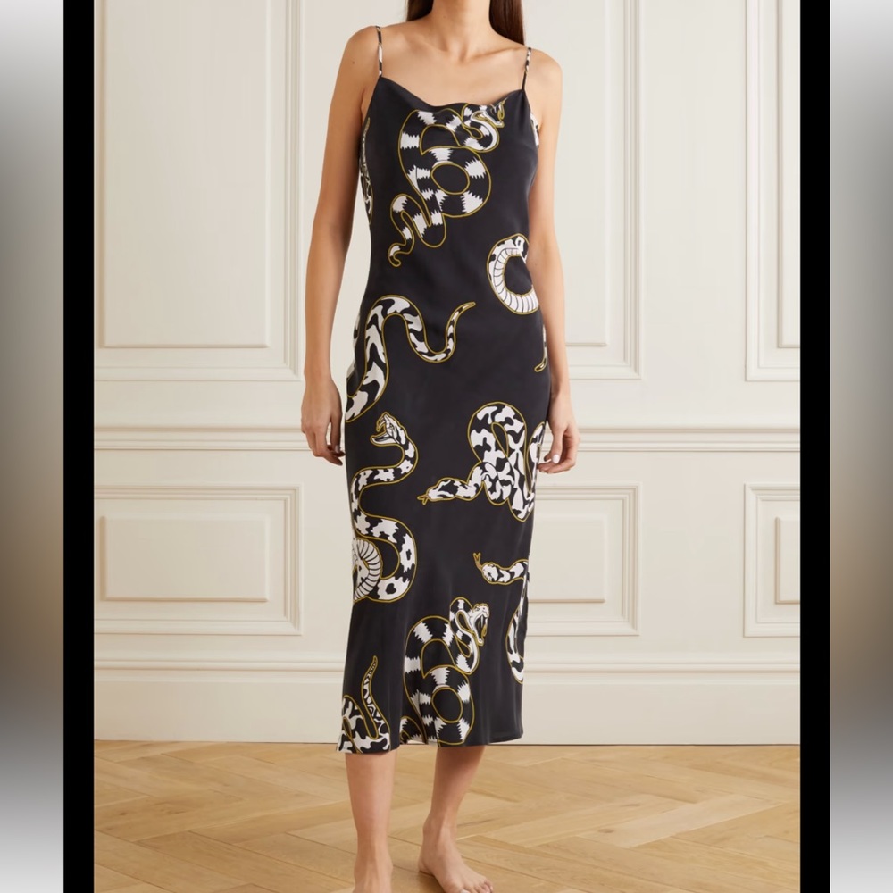 Olivia von Halle Silk Snake bibi Slip Dress